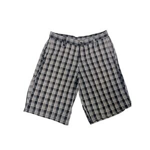 Genuine Dickies Mens Black White Plaid Cargo Shorts Utility Skater Y2K